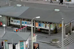 Der Pavillon auf dem Kornmarkt wurde früher als Reisebüro und Bogestra-Verkaufsstelle und später Aufenthaltsraum für Busfahrer genutzt.
